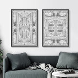 Darrahopens Home & Garden > Wall Art 100cmx150cm Black White Pattern 2 Sets Black Frame Canvas Wall Art