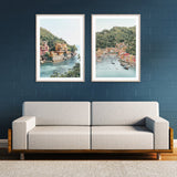 Darrahopens Home & Garden > Wall Art 100cmx150cm Italy Coast 2 Sets Wood Frame Canvas Wall Art