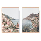 Darrahopens Home & Garden > Wall Art 100cmx150cm Italy Positano 2 Sets Wood Frame Canvas Wall Art