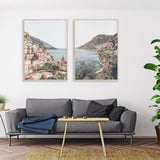 Darrahopens Home & Garden > Wall Art 100cmx150cm Italy Positano 2 Sets Wood Frame Canvas Wall Art