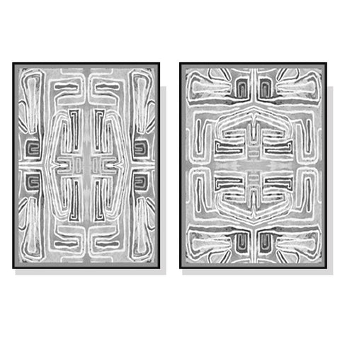 Darrahopens Home & Garden > Wall Art 40cmx60cm Black White Pattern 2 Sets Black Frame Canvas Wall Art