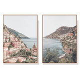 Darrahopens Home & Garden > Wall Art 40cmx60cm Italy Positano 2 Sets Wood Frame Canvas Wall Art