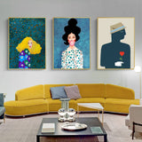 darrahopens Home & Garden > Wall Art 40cmx60cm Modern Figure 3 Sets Gold Frame Canvas Wall Art