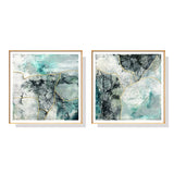 darrahopens Home & Garden > Wall Art 50cmx50cm Marbled Green 2 Sets Gold Frame Canvas Wall Art