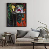 Darrahopens Home & Garden > Wall Art 50cmx70cm Reading Girl by Pablo Picasso Black Frame Canvas Wall Art