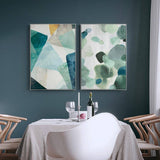 Darrahopens Home & Garden > Wall Art 60cmx90cm Green Marble 2 Sets White Frame Canvas Wall Art