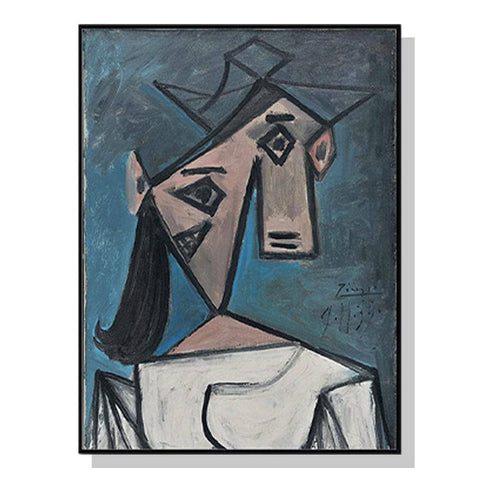 Darrahopens Home & Garden > Wall Art 60cmx90cm Head Of A Woman By Pablo Picasso Black Frame Canvas Wall Art