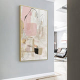 Darrahopens Home & Garden > Wall Art 80cmx120cm Abstract Pink Gold Frame Canvas Wall Art