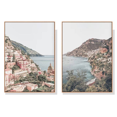 Darrahopens Home & Garden > Wall Art 80cmx120cm Italy Positano 2 Sets Wood Frame Canvas Wall Art