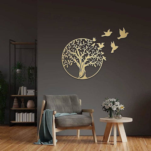 Darrahopens Home & Garden > Wall Art Metal Tree of Life Wall Art 7 Flying Birds Wall Sculpture