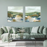 Darrahopens Home & Garden > Wall Art Wall Art 100cmx100cm Abstract Landscape 2 Sets White Frame Canvas