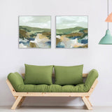 Darrahopens Home & Garden > Wall Art Wall Art 100cmx100cm Abstract Landscape 2 Sets White Frame Canvas