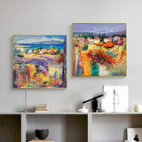 Darrahopens Home & Garden > Wall Art Wall Art 100cmx100cm Estate Italiana 2 Sets Gold Frame Canvas