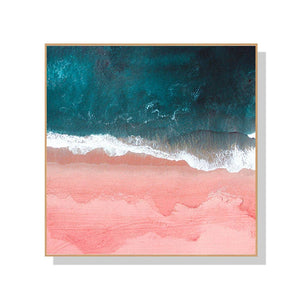 Darrahopens Home & Garden > Wall Art Wall Art 100cmx100cm Pink Sea Wood Frame Canvas