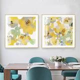 Darrahopens Home & Garden > Wall Art Wall Art 100cmx100cm Yellow Flowers American Style 2 Sets Gold Frame Canvas