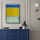 Darrahopens Home & Garden > Wall Art Wall Art 100cmx150cm Blue Yellow Green By Mark Rothko Black Frame Canvas