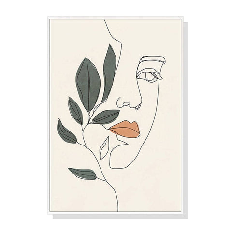 Darrahopens Home & Garden > Wall Art Wall Art 100cmx150cm Line Art Girl Face White Frame Canvas