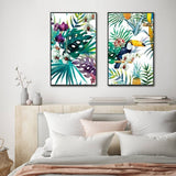 Darrahopens Home & Garden > Wall Art Wall Art 100cmx150cm Toucan and orchid 2 Sets Black Frame Canvas