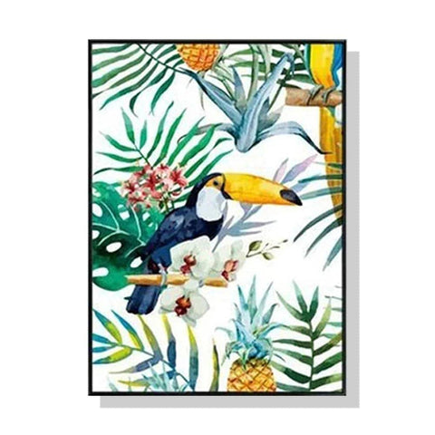 Darrahopens Home & Garden > Wall Art Wall Art 100cmx150cm Toucan plants Black Frame Canvas