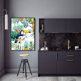 Darrahopens Home & Garden > Wall Art Wall Art 100cmx150cm Toucan plants Black Frame Canvas