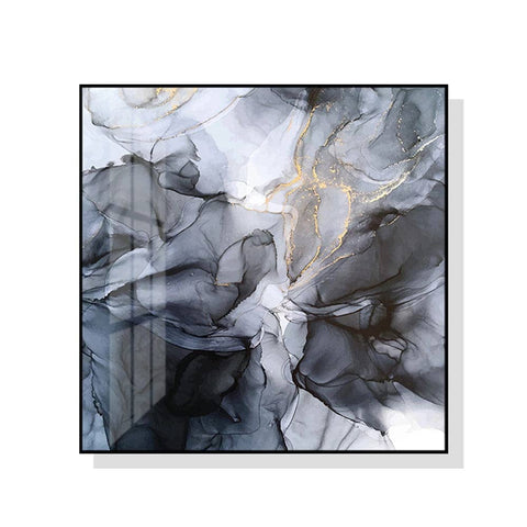 Darrahopens Home & Garden > Wall Art Wall Art 40cmx40cm Marbled Black Grey Black Frame Canvas