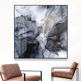 Darrahopens Home & Garden > Wall Art Wall Art 40cmx40cm Marbled Black Grey Black Frame Canvas