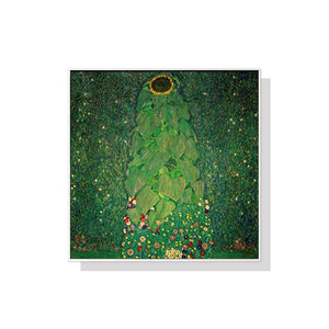 Darrahopens Home & Garden > Wall Art Wall Art 40cmx40cm Sunflower by Gustav Klimt White Frame Canvas