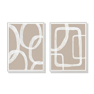 Darrahopens Home & Garden > Wall Art Wall Art 40cmx60cm Abstract White Lines 2 Sets White Frame Canvas