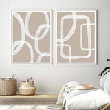 Darrahopens Home & Garden > Wall Art Wall Art 40cmx60cm Abstract White Lines 2 Sets White Frame Canvas