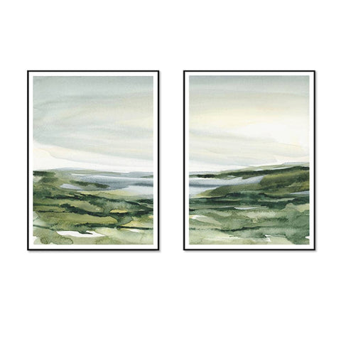 Darrahopens Home & Garden > Wall Art Wall Art 40cmx60cm Watercolor landscape 2 Sets Black Frame Canvas