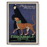 Darrahopens Home & Garden > Wall Art Wall Art 40cmx60cm Woman Walking Leopard Vintage Black Frame Canvas