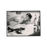 Darrahopens Home & Garden > Wall Art Wall Art 50cmx70cm Brigitte Bardot In the bath poster, Black Frame Canvas