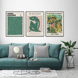 Darrahopens Home & Garden > Wall Art Wall Art 70cmx100cm Flower Market, Matisse Print, Yayoi Kusama 3 Sets Black Frame Canvas