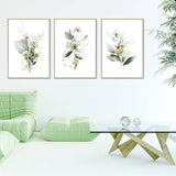 Darrahopens Home & Garden > Wall Art Wall Art 80cmx120cm Green and Gold Watercolor Botanical 3 Sets Gold Frame Canvas