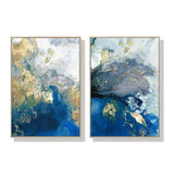 Darrahopens Home & Garden > Wall Art Wall Art 80cmx120cm  Marbled Blue And Gold 2 Sets Gold Frame Canvas