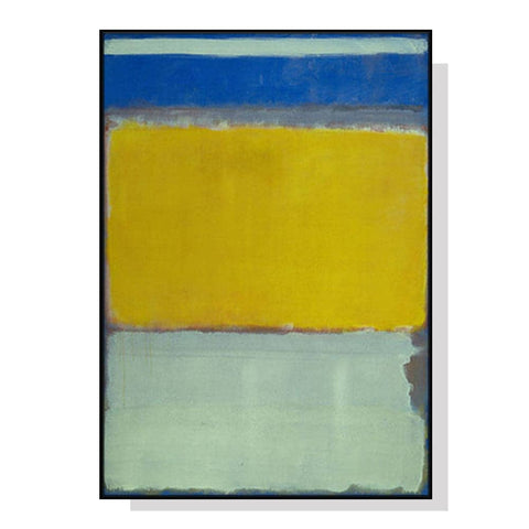 Darrahopens Home & Garden > Wall Art Wall Art 90cmx135cm Blue Yellow Green By Mark Rothko Black Frame Canvas