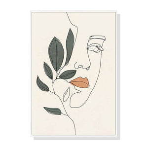 Darrahopens Home & Garden > Wall Art Wall Art 90cmx135cm Line Art Girl Face White Frame Canvas