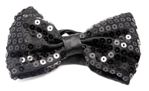 Darrahopens Men's Fashion > Accessories GLITTER SEQUIN BOW TIE Costume Fancy Dress Dance Fancy Shiny Party Bowtie - Black