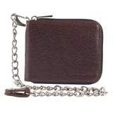 Darrahopens Men's Fashion > Accessories Pierre Cardin Zip Around Mens Leather Wallet with Chain in Chestnut