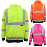 Darrahopens Men's Fashion > Coats & Jackets HI VIS Hooded Safety Jumper Hoodie Sweatshirt Tradie Workwear Fleece Jacket Coat, Fluro Orange, 2XL