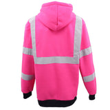 Darrahopens Men's Fashion > Coats & Jackets HI VIS Hooded Safety Jumper Hoodie Sweatshirt Tradie Workwear Fleece Jacket Coat, Fluro Pink, 2XL