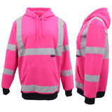 Darrahopens Men's Fashion > Coats & Jackets HI VIS Hooded Safety Jumper Hoodie Sweatshirt Tradie Workwear Fleece Jacket Coat, Fluro Pink, 2XL