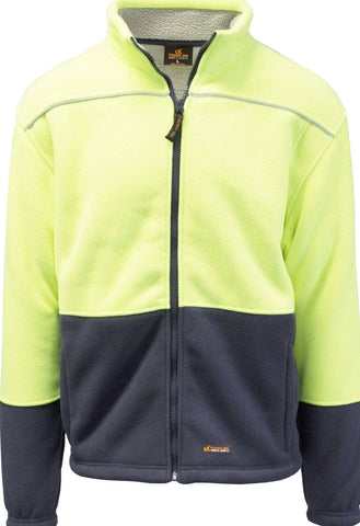 Darrahopens Men's Fashion > Coats & Jackets HI VIS Polar Fleece Sherpa Jacket Full Zip Thick Lined  Winter Safety Jumper - Yellow - 4XL