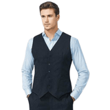 Darrahopens Men's Fashion > Coats & Jackets Mens Peaked Vest Waistcoat w/ Knitted Back Suit Formal Wedding Dress Up - Navy - 102