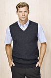 Darrahopens Men's Fashion > Coats & Jackets Mens Wool Blend V Neck Vest Sleeveless Double Knit  - Charcoal - X-Small