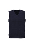 Darrahopens Men's Fashion > Coats & Jackets Mens Wool Blend V Neck Vest Sleeveless Double Knit  - Navy - X-Small