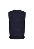 Darrahopens Men's Fashion > Coats & Jackets Mens Wool Blend V Neck Vest Sleeveless Double Knit  - Navy - X-Small