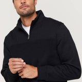 Darrahopens Men's Fashion > Coats & Jackets New Men's Unisex Adult Half-Zip Fleece Jumper Pullover Stand Collar Jacket Shirt, Black, 2XL