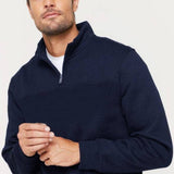 Darrahopens Men's Fashion > Coats & Jackets New Men's Unisex Adult Half-Zip Fleece Jumper Pullover Stand Collar Jacket Shirt, Navy, 2XL