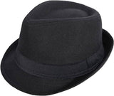 Darrahopens Men's Fashion > Hats & Caps Classic Trilby Hat Fedora Felt Costume Gangster Jazz Cap in Black - One Size